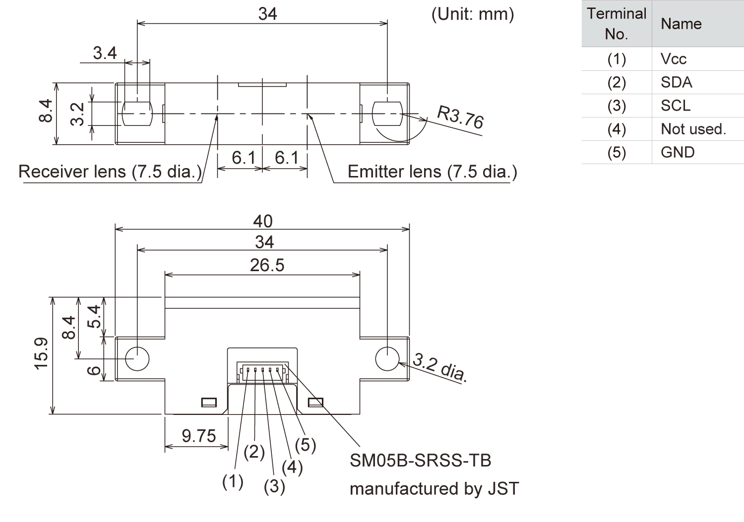 40mm x 8.4mm x H15.9mm