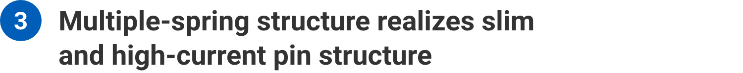 Multiple-spring structure realizes slim and high-current pin structure